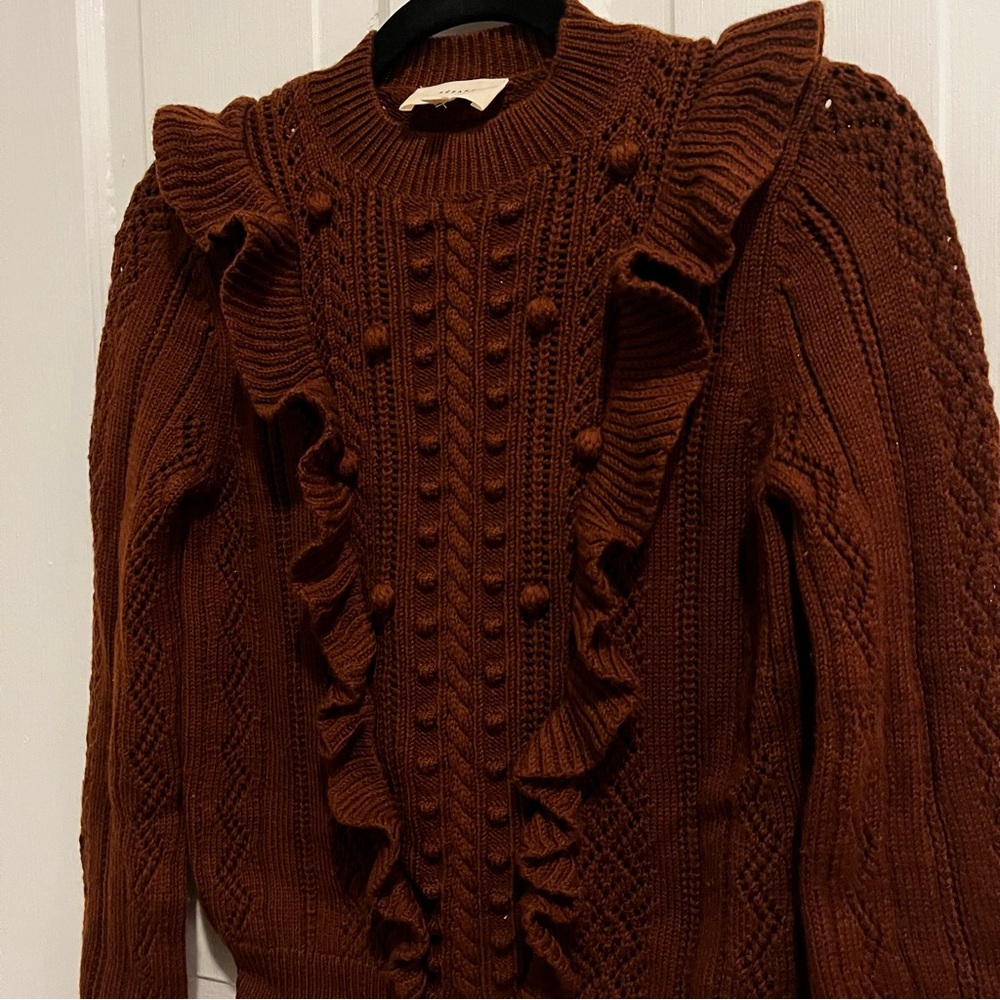 Sezane Brown Ruffled Sweater - Picture 4 of 14